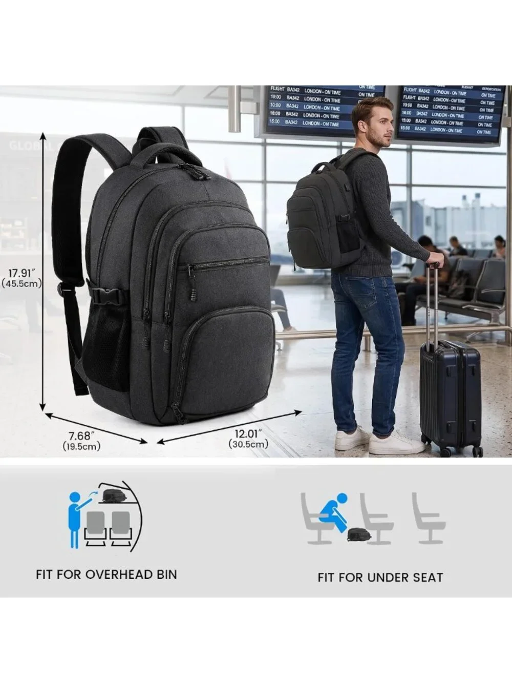 Stylish Large Laptop Backpack for Business Travel, Fits 16